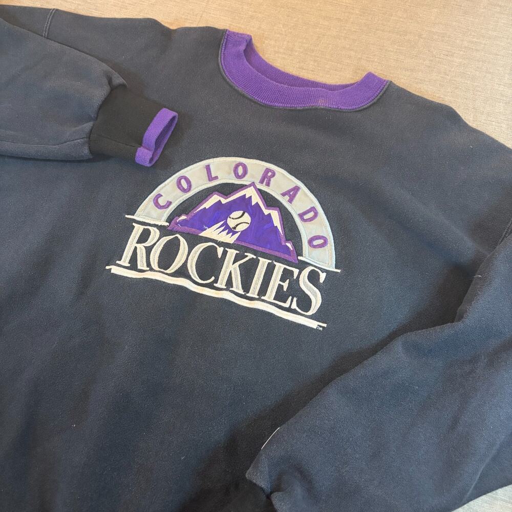 Vintage Colorado Rockies Game Sportswear XL Black Sweatshirt 90s MLB Pullover